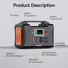 Flashfish E200 Portable Power Station Li-ion 200W 151Wh With Solar Panel 60W 18V