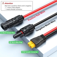 10AWG XT60 Solar Cable- Solar to XT60 Cable 3 10 15 20 25 40 50FT Extension Cabl