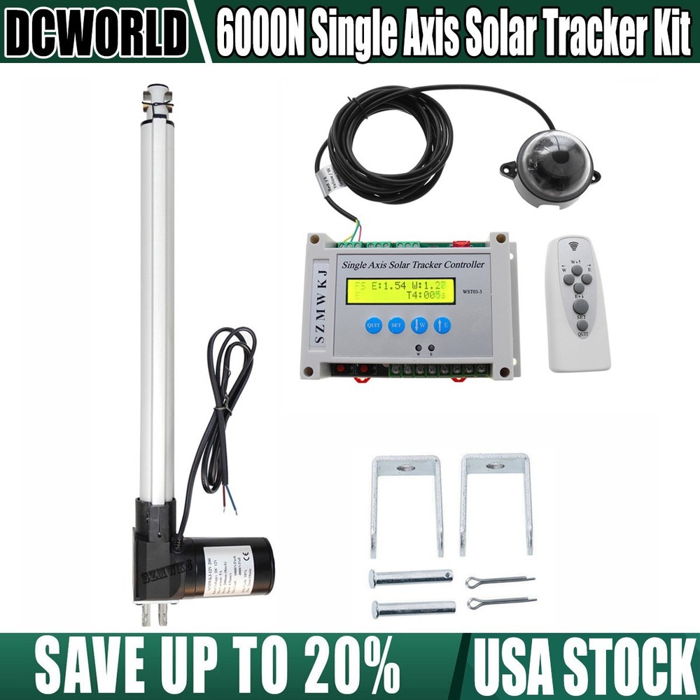 Complete Single Axis Sun Track Tracker Controller +18″ 6000N Linear Actuator Kit