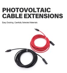 10 AWG Solar Cable Extension Wire Tinned Copper PV Photovoltaic Black Red Pair
