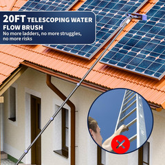 20FT Water Fed Solar Panel Cleaning Kit, Telescopic Solar Panel Cleaning Brush w