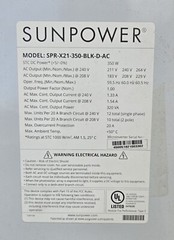 Sunpower Solar Panel 350W Black SPR-X21-350-BLK-D-AC