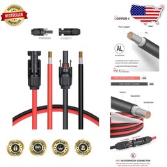 60ft 10AWG Solar Cable Kit MC4 Connectors RV Boat Off-Grid