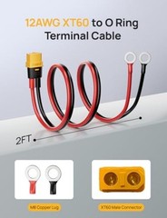 XT60 to O Ring Terminal Cable, 12AWG 2FT XT60 Female Connector Cable with