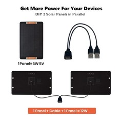 FlexSolar 2pcs 6W 5V Monocrystalline Mini Solar Panel USB 2.0 Port IP67