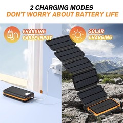 46800mAh Solar Power Bank Folding Solar Panel For Camping Mobile Phone Charger