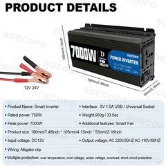 SOECOPO 7000W Peak Solar System Kit 12V To 110V 220V Inverter Generator