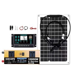 SOECOPO 10000W Solar Power System Kit 12V24V to 110V220V Inverter Flexible Panel
