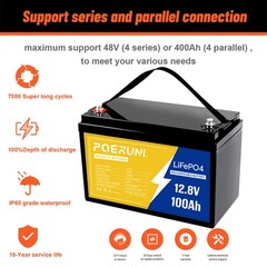 100Ah 12V LiFePO4 Lithium Backup Battery 1280Wh Built-in BMS For solar golf cart