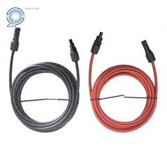 10 AWG Solar Panel Extension Cable Wire Connector 1 Pair 15ft Black + Red