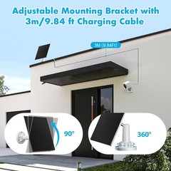 Solar Panel Charger for Security Camera Outdoor, 5W Solar Panels with Micro U…