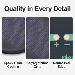 8Pcs 2V 0.26W 130mA Mini Polycrystalline Solar Panel 2.4″/62mm Dia