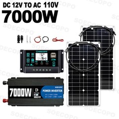 SOECOPO 7000W Peak Solar System Kit 2pcs Panel for Camping RV Home chargerGm