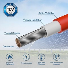 30FT 8AWG Solar Panel Extension Cable – 1500V with IP68 Connectors for RV, Boat,