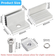 10pcs Solar Panel Mounting Brackets 30-50mm Adjustable, Silver | Aluminum Solar