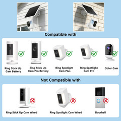 6W Solar Panel for Ring Camera, Solar Charger Compatible with Ring Spotlight/Sti