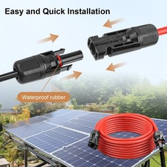Solar Panel Extension Cable – 10AWG 10FT Solar Wire with Female & Male Waterp…
