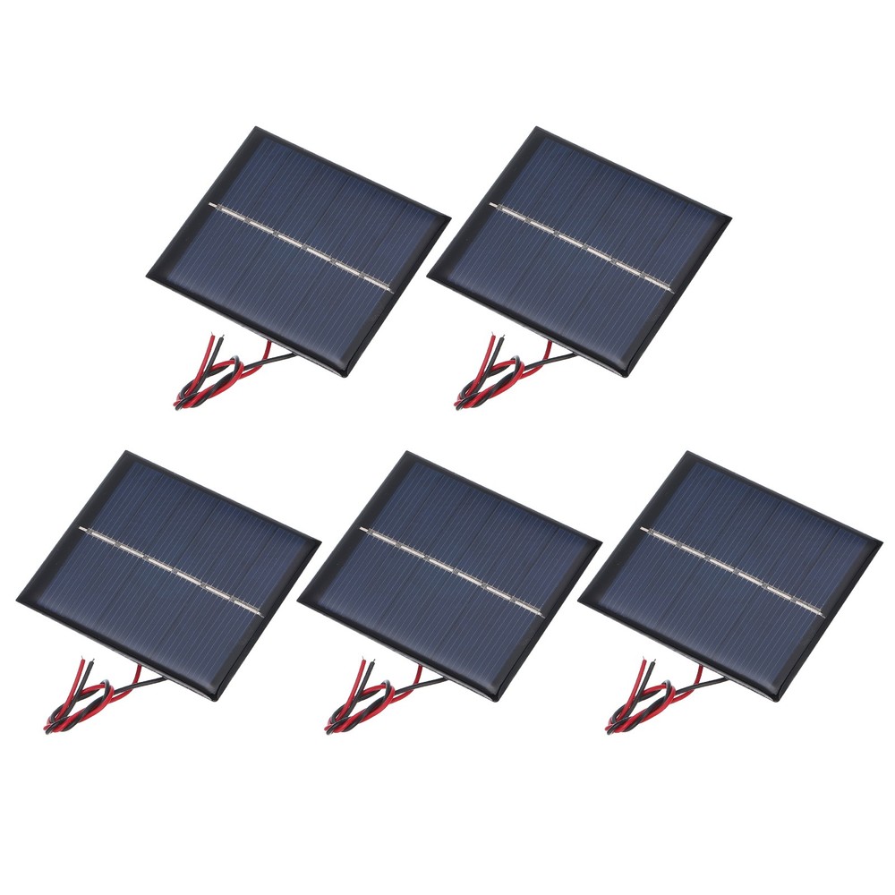 5 Pieces Mini Solar Panels 3V 0.45W 150mA with 2 Cables, 60x55mm for