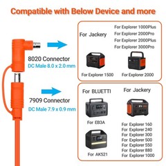 14AWG Car Cigarette Lighter 12V/24V DC 8mm Charging Cable with DC7909/8020 Plug