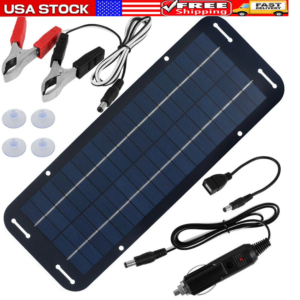 30W Solar Panel 12V Trickle Charger Battery Charger Kit Maintainer Boat Car RV