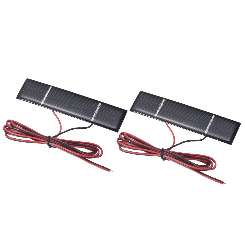 2Pcs 5V 0.25W 50mA Mini Solar Panels with Cable, 107 x 26mm