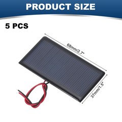5pcs Mini 5V 0.3W 60mA Solar Panels for with 2 Cables 68x37mm