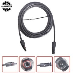 Solar Panel Extension Cable Wire Connector 1 Pair 15ft Black + Red 10 AWG