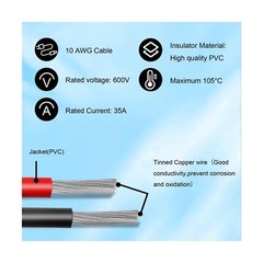 Solar to XT60i Cable 10AWG – 100FT Solar Panel to XT60i Adapter Connector XT6…