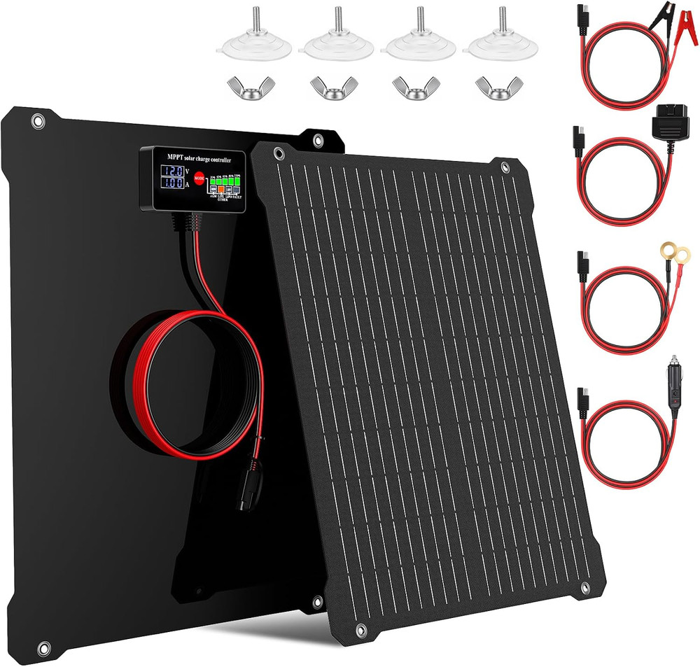 Paodekua 15W 12V Waterproof MPPT Solar Battery Charger & Maintainer, Ultrasmart