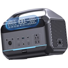 Portable Power Station 1200W Surge, 288Wh LiFePO4 Battery Solar Black