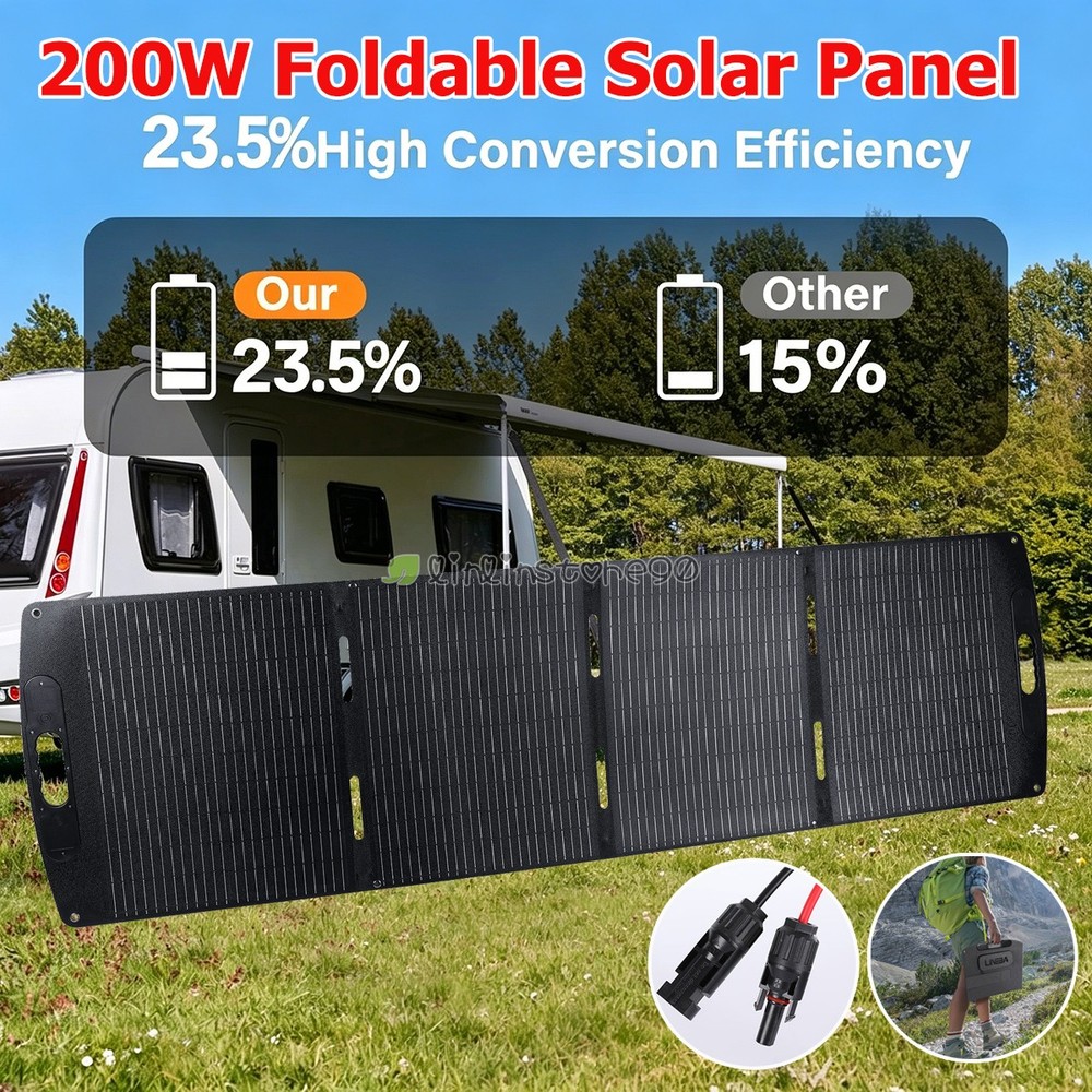 200W Foldable Solar Panel Portable Power Supply 23.5% Efficiency Outdoor Camping
