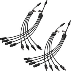 PV Solar Panel Y Connectors 1 Male to 4 Female, 2 Pairs