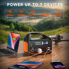 Portable Power Station 600W 293Wh Camping Lithium Battery, Portable Generator fo
