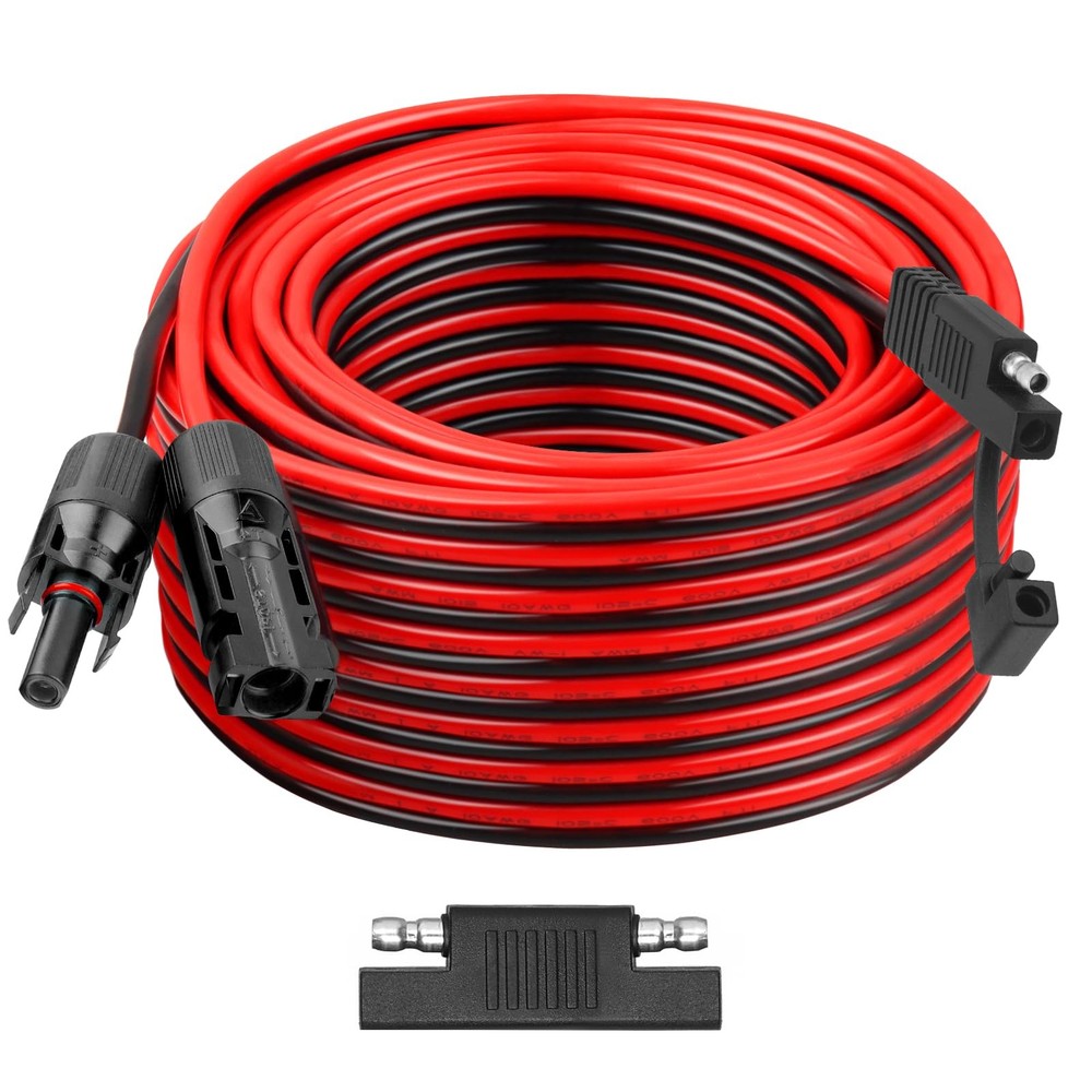 10AWG Solar Panel SAE Adapter Cable 50FT PV Extension Polarity Reverse