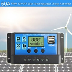 60A Solar Panel Battery Regulator Charge Controller PWM LCD Dual USB 12V24V