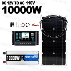 SOECOPO 10000W Peak Solar System Kit Flexible Panel 100A Controller 12V 110/220V