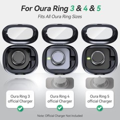 Portable Charging Case Compatible with Oura Ring Gen 5 & Gen 4 & 3, Black
