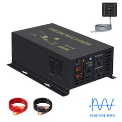 600Watt Pure Sine Wave Inverter 12V to 120V Car Home Truck Motor Camp RV Solar