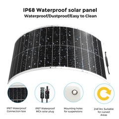 200W Flexible Solar Panel Portable for RV Camping Boat Off-Grid 12V/24V Batterie
