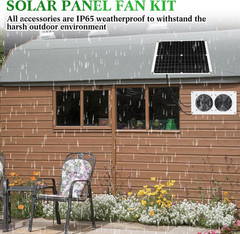 2 Sets 25W 12V Solar Powered Fan for Chicken Coop Waterproof Solar Panel Exhaust