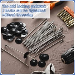 100 Pack Solar Panel Clips, U-Shape Fasteners with J Hooks for Bird Protection