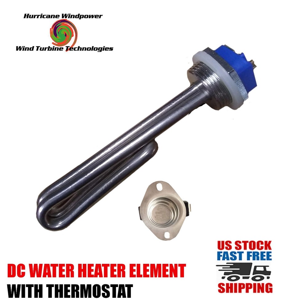 DC Water Heater Element 12 Volt 250 Watt with Thermostat 175 Degrees F