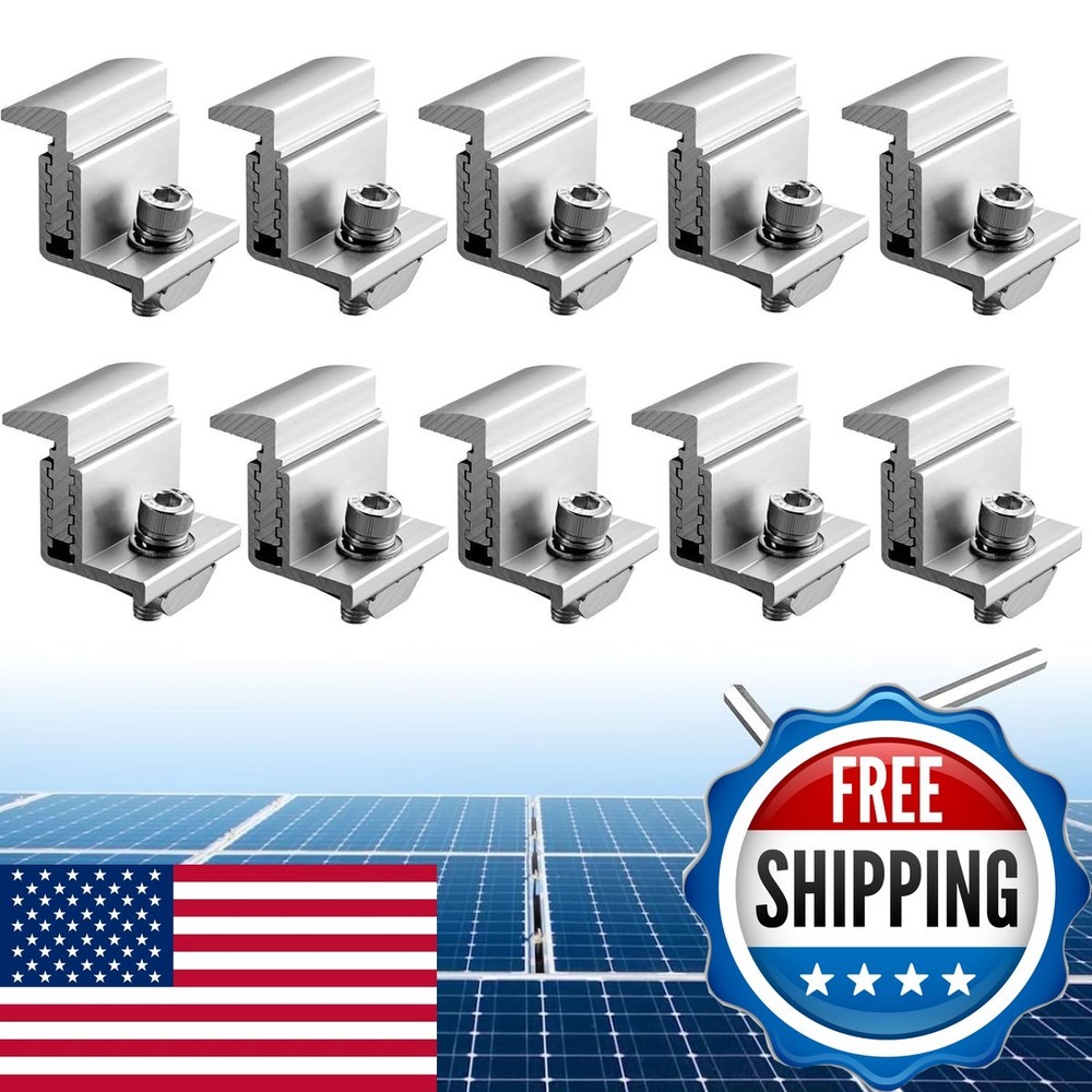 Anbte 10pcs Solar Panel Mounting Brackets 30-50mm Adjustable Silver