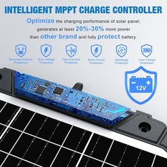 25W 12V Solar Powered Battery Charger & Maintainer Built-in Smart MPPT Charge