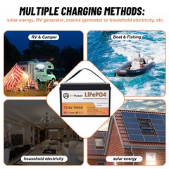 Solar 12V Lifepo4 Battery Pack 50Ah 100Ah 140Ah 200Ah for Cart RV Marine System