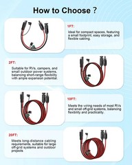 Solar Panel Connector to SAE Adapter Cable 1FT 10AWG