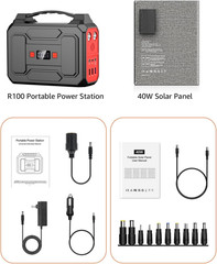 Solar Powered Generator 200W Peak/100W Rated, Portable Solar Generator Power Sta