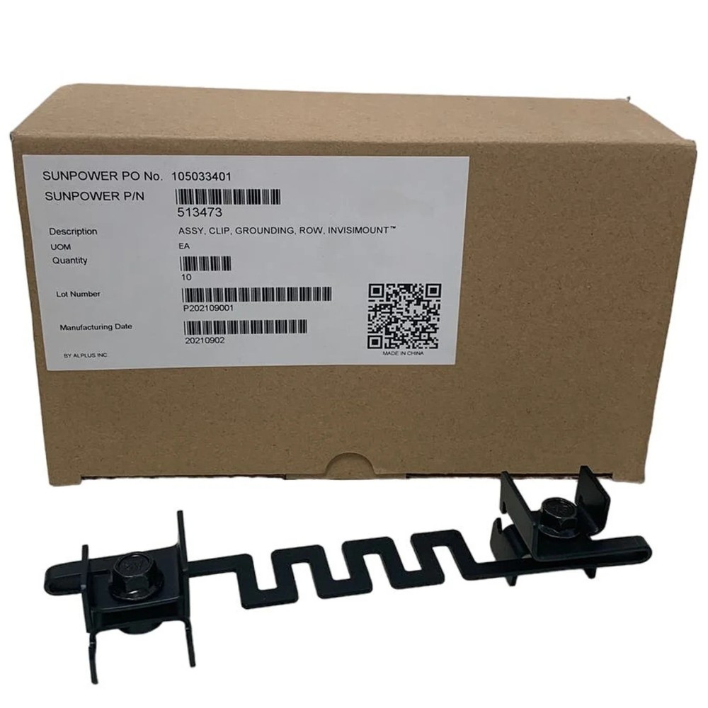 New Sunpower InvisiMount 513473 Solar Panel Grounding Assembly Clip Box of 10