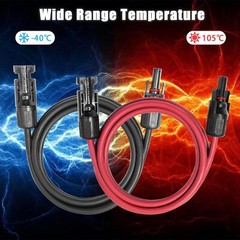 10 AWG 6mm² Solar Panel Extension Cable PV Wire Solar Connector Pair Black & Red