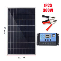300W 12V Solar Panel Kit Complete Polycrystalline USB Power Portable Outdoor Rec